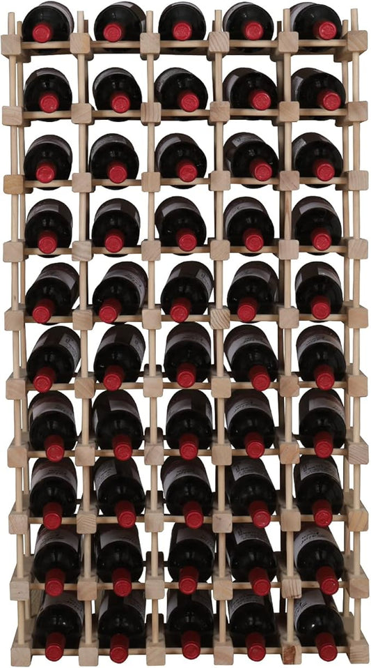 Wooden Stackable Storage Modular Small countertop Wine Rack Cabinet,Freestanding for Floor Wood Wine Bottle Shelf (50bottle)