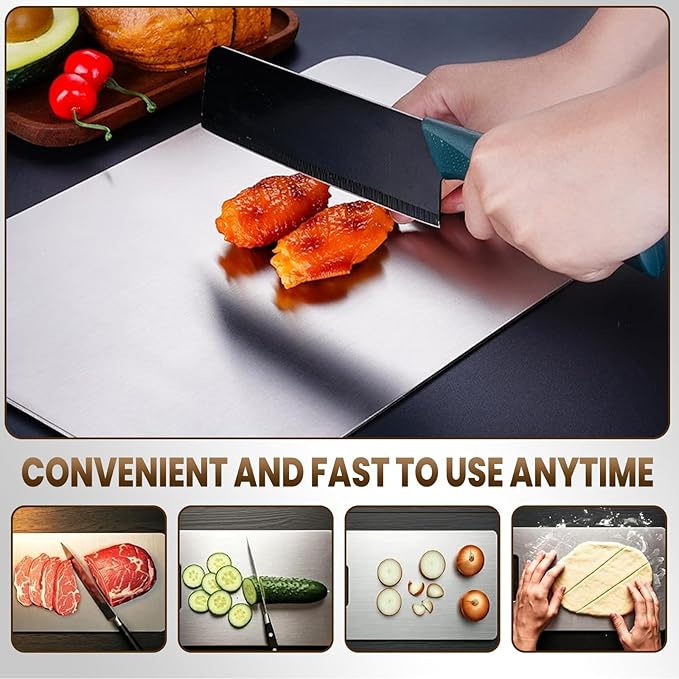 Titanium Cutting Board, 100% Pure Titanium Cutting Boards for Kitchen, Food Grade Double Sided Cutting Mat for Meats,Fruits,Vegetables, Dishwasher Safe Chopping Boards-14x10 inches