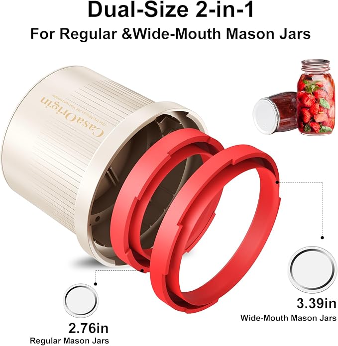 Electric Mason Jar Vacuum Sealer Kit for Wide & Regular Mouth Jars, Automatic Jar Sealer for Canning and Food Storage, Includes Lids & Vcuum Bags