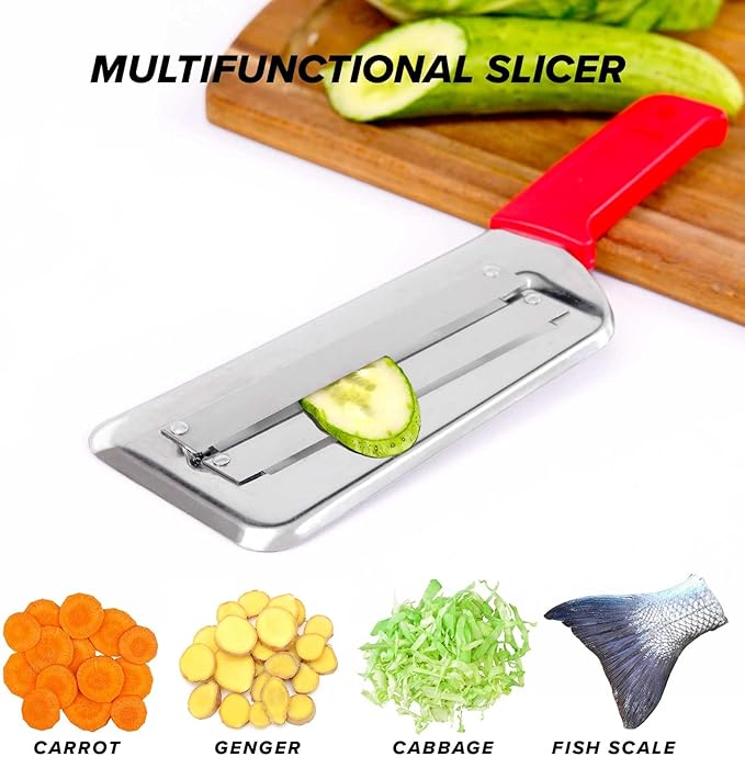 LZMS 2Pcs Stainless Steel Dual Blade Julienne Cutter with Ergonomic Handle,Multifunctional Rust-resistant Kitchen Tool,Shredder Knife for Cabbage&Carrot&Potato&Fish (Black, Red)