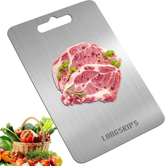 LANGSKIP'S 15.4 x 11 Inch 1.5 MM Katuchef Titanium Cutting Boards for Kitchen, Metal Cutting Boards for Kitchen, Dishwasher Safe,Titan Pro Cutting Board Titanium for Meats, Fruits and Vegetables