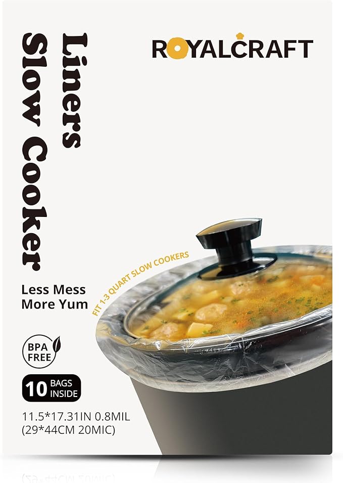 Sunvivi Slow Cooker Liners, Disposable Cooking Bags Large Size Pot Liners Fit 1QT to 4QT,Suitable for Oval & Round Pot 10 Count