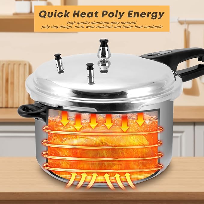 Fulgutonit 12 Quart Pressure Cooker,Aluminum Pressure Canner w/Canning Rack & Easy Lock Lid for Canning, Steaming