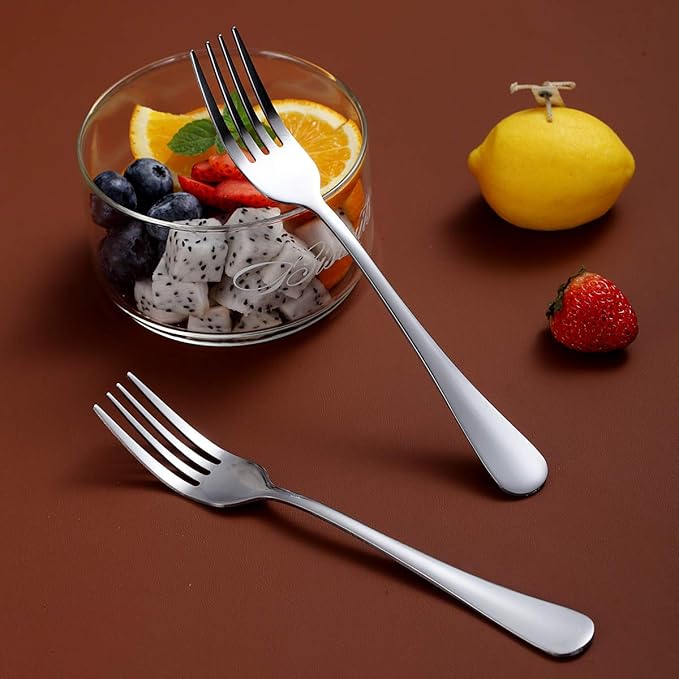 Dinner Forks Set of 6, Berglander 7.9" Stainless Steel Shiny Mirror Fork Set, Forks And Spoons Silverware, Table Forks Set Sturdy And Dishwasher Safe