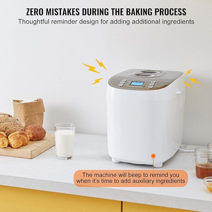 Bread Maker 3LB, 15-in-1 Dough Machine, Gluten-Free Breadmaker, Whole Wheat Programmable Bread Machine, Nonstick Ceramic, 3 Loaf Sizes & Colors