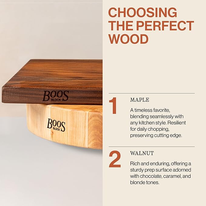 John Boos CCB Series Rectangular Wooden Maple Cutting Board 20”x15” – 2.25” Thick, 21-lb Reversible Butcher Block with End-Grain & Finger Grips – Made in the USA