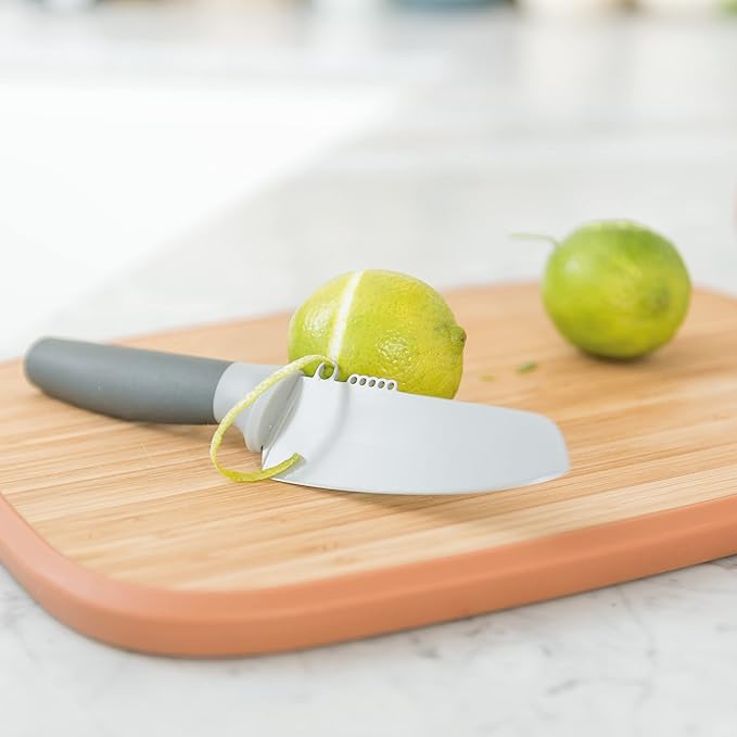 BergHOFF Leo Ceramic Coated Non-Stick Vegetable Knife with Zester, 11cm, Stainless Steel, Grey, 5.5 x 24.5 x 2 cm