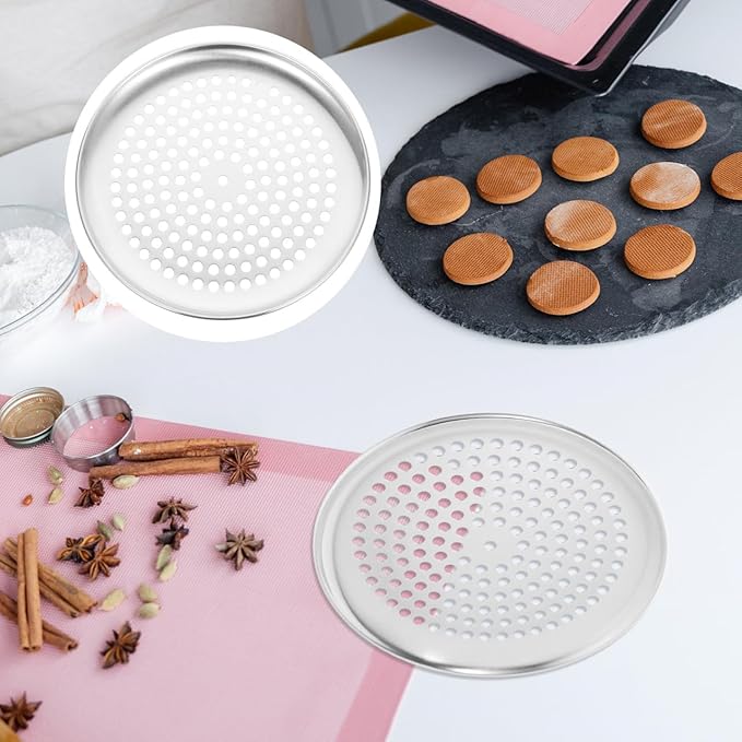 VINTORKY Perforated Pizza pan Stainless Steel Baking pan Stainless Steel Pizza pan Non Stick Frying Pans Stainless Steel Skillet Household Baking Tray Non- Stick Pizza Pan Round Baking Tray, 23x23cm