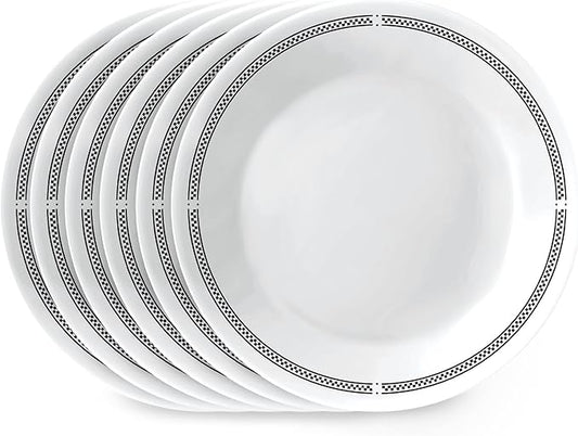 Corelle Vitrelle 6.75" Salad Appetizer Plate Set, Triple Layer Glass and Chip Resistant, Lightweight Round Plates, 6-Piece Brasserie