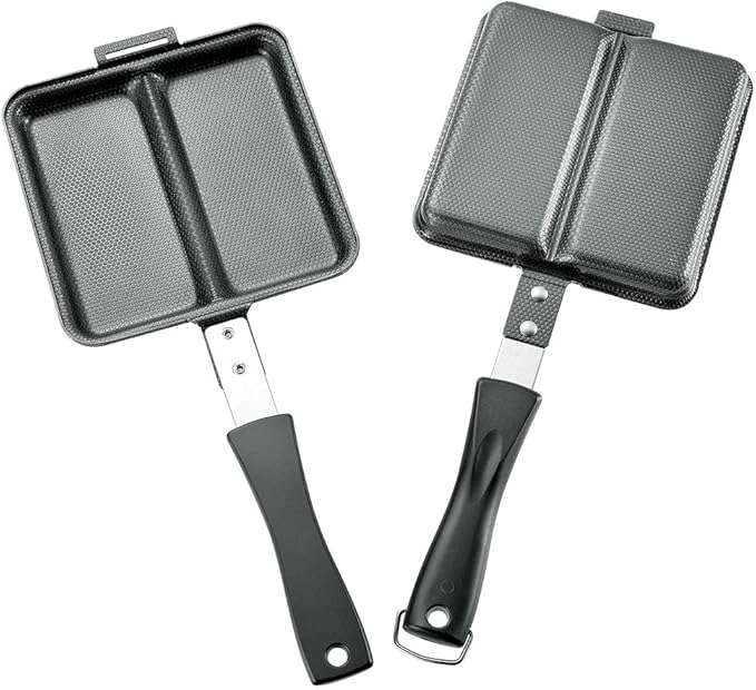 Shimomura Kihan Tsubame Sanjo Hot Sandwich Maker, Double, Made in Japan, Iron, Induction Compatible, Burns Ears, Camping, Double-Sided Embossing, Made in Japan