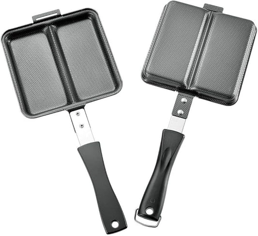 Shimomura Kihan Tsubame Sanjo Hot Sandwich Maker, Double, Made in Japan, Iron, Induction Compatible, Burns Ears, Camping, Double-Sided Embossing, Made in Japan