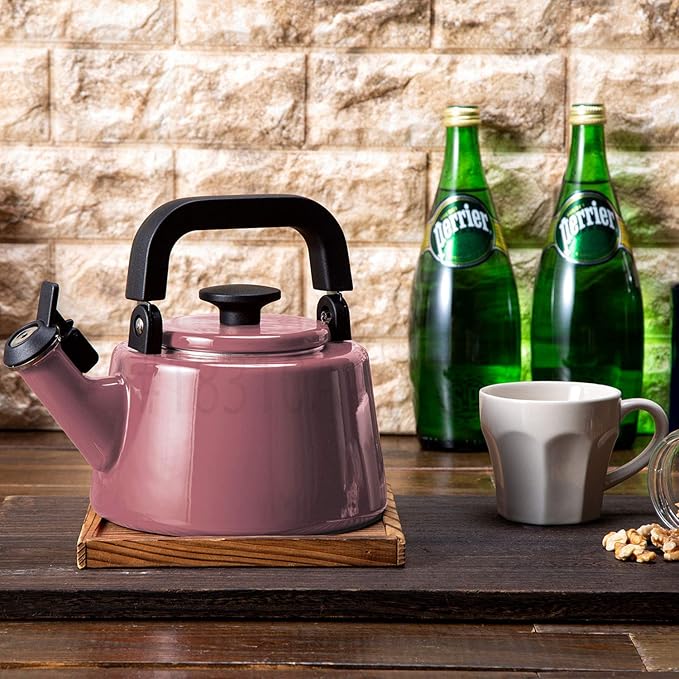 Fuji Horo CTN-2.1WK.AP Whistling Kettle, Induction Compatible, Cotton, 0.7 gal (2.1 L), Ash Pink