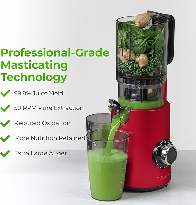 Zulay Cold Press Juicer, 5.5" Chute, Slow Masticating Juicer Machine for High Juice Yield, Easy to Clean Stainless Steel Blades for juicing Whole Fruits & Vegetables "extractor de jugos y vegetales"