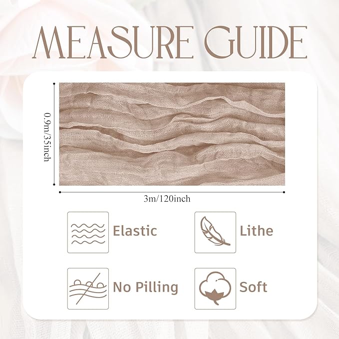 Wokceer Cheesecloth Table Runner 6Pack 10FT Nude Pink Boho Gauze Cheese Cloth Table Runner for Party Long Rustic Sheer Table Runners for Baby Bridal Shower Wedding Easter Table Decor