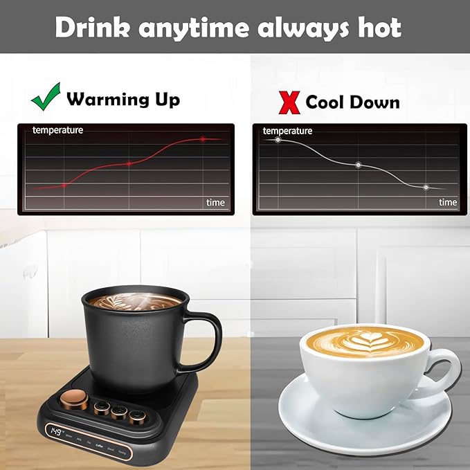 VividLife Smart Coffee Cup Warmer and Mug Set. Suitable for Office Desk. Five Modes for Precise Temperature Control. Intuitive keypad,Intelligent Reservation Warmer Black (Set)