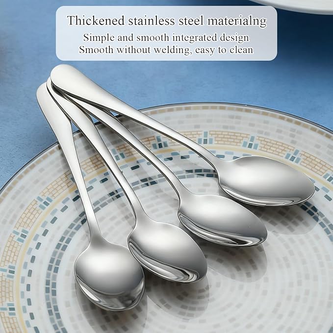 Berglander Dinner Spoons Set 24pcs, 7.36" Food Grade Stainless Steel Silverware Soup Spoon Tablespoon for Home, Kitchen or Restaurant Mirror Polished, Dishwasher Safe
