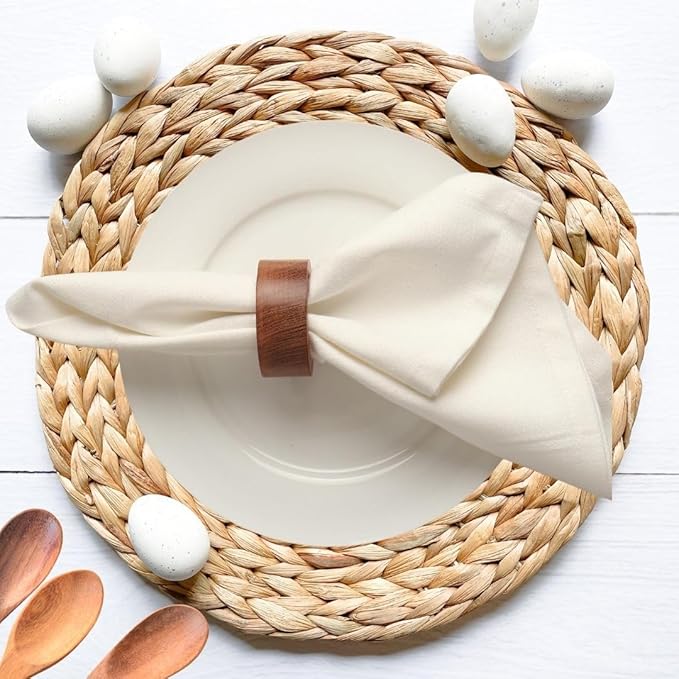 Wooden Napkin Ring for Weddings Dinner Parties or Every Day Use (Set of 12, Plane)