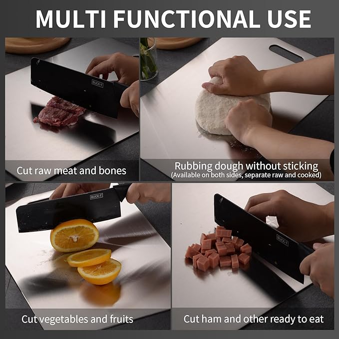 Katuchef Titanium Cutting Board 2026 New Upgrade Pure Titanium Cutting Boards for Kitchen Double Sided Cutting Boards Non Toxic,Hygiene Durable Chopping Board Suitable for Dishwasher Safe(11.4 * 7.9)