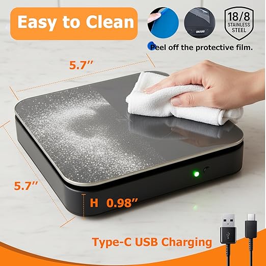 SEVEN SQUARED 72 Digital Kitchen Food Scale with Removable LED Display & Built-in Thermometer, 11lb/5kg High Precision 0.1g Stainless Steel Scale for Cooking & Baking, Tare Function, 5 Units