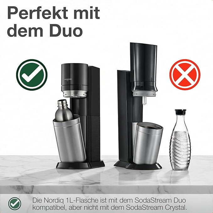 Stainless Steel Carbonating Bottle 33 oz | Compatible with Aarke Carbonator 3, Sodastream (Excl. model Aqua Fizz + Jet) & many others | Dishwasher Safe | No Expiration Date