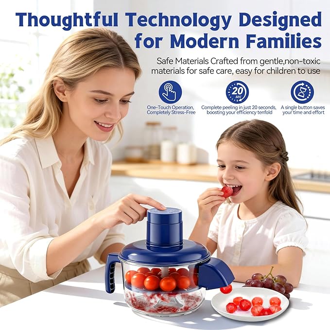 Grape Peeling Machine Electric Peeler Suitable for small fruits like tomatoes Rechargeable Portable Peeling Tool, ideal for home kitchens and makes a great gift.