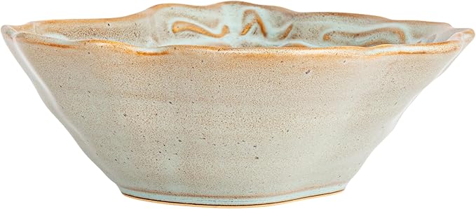 Creative Co-Op Oyster Shaped Stoneware Bowl, Blue