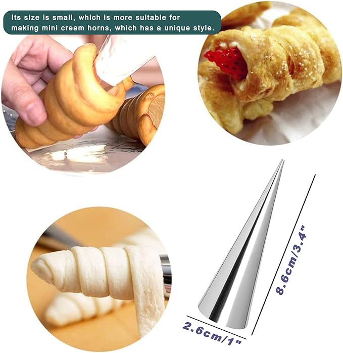 RoseFlower 30pcs Non-Stick Cream Horn Cones Tubes Stainless Steel Conical Croissant Pastry Baking Moulds Set, Cannoli Form Roll Mold Corner Shaper for Christmas Anniversary and Daily Use #1