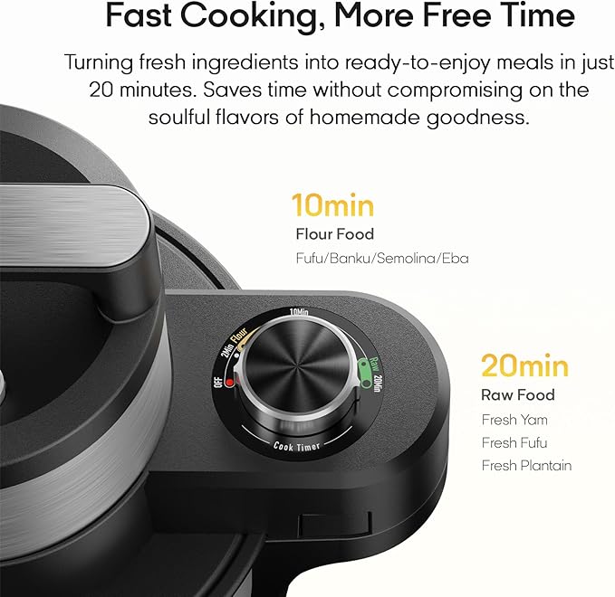 Syinix Swallow Maker Eco Semi Automatic, Food Processor, Food maker, Fufu Machine for African Food Swallow Mixer for Fufu, Banku, Ugali Amala, Semolina, Mashed Potatoes and Pounded Yam with Non-Stick