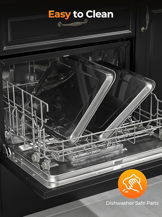 Commercial Convection Oven FOHERE, 50 Qt Large Capacity Electric Convection Oven with 2 Baking Trays for Restaurants, Cafes & Food Industry, 2400W High Power,120-Min Timer & 122-572℉ Temp Control
