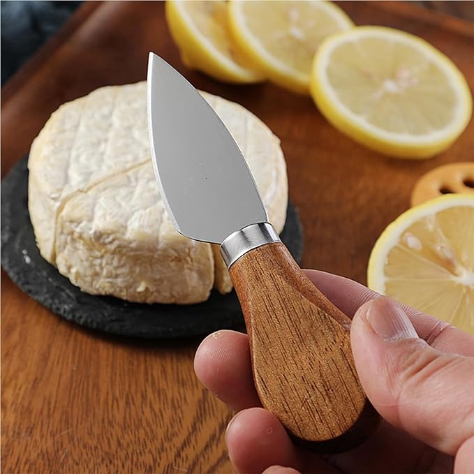 6Pcs Cheese Knife Set,Cheese Knives Cheese Slicer Cheese Cutter Cheese Fork,Cheese Spreading Knife,Wood Handle Stainless Steel Slicer for Charcuterie Boards Cutlery Gift Set
