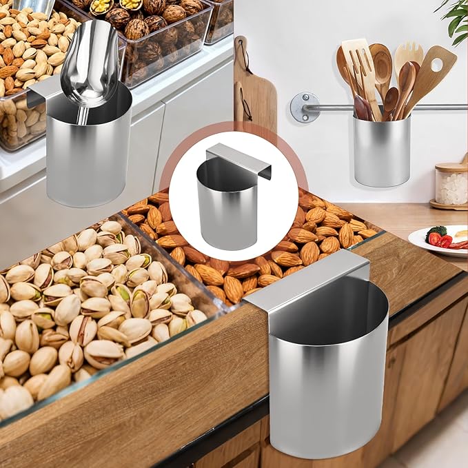Ice Scoop Holder Hanging Organizer, Heavy Duty Metal Storage Box Ice Scoop Holder For Ice Machine Fridge Shelf