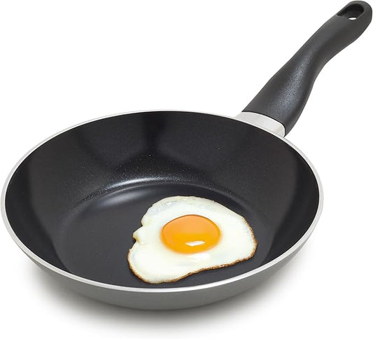 Lumenflon Deco 8” Nonstick Frying Pan Skillet, Made in Italy, Diamond Ceramic PFAS-Free, Dishwasher & Metal Utensil Safe, Durable Gloss Enamel Finish, Stay-Cool Handle, High Walls-Extra Room, Gray