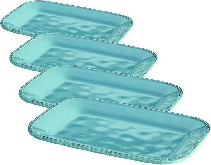 Rachael Ray Cucina Dinnerware Stoneware Rectangular Platter, Agave Blue -, 8" x 12" (Pack of 4)