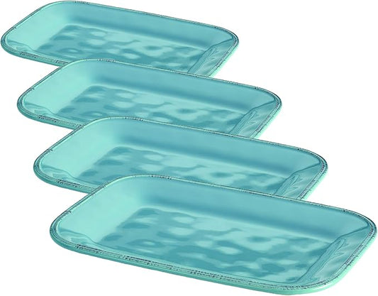 Rachael Ray Cucina Dinnerware Stoneware Rectangular Platter, Agave Blue -, 8" x 12" (Pack of 4)