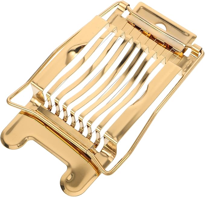 Multifunction Stainless Steel Egg Cutter and Soft Fruit Slicer for Home Kitchen Hard Boiled Egg and Mushroom Wire Slicer with Gold Color