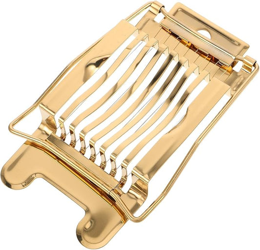 Healifty Heavy Duty Stainless Steel Egg Slicer and Fruit Dicer, Handheld Kitchen Cutter for Hard Boiled Eggs and Soft Fruits, Gold Multifunctional Kitchen Gadget for Home Use