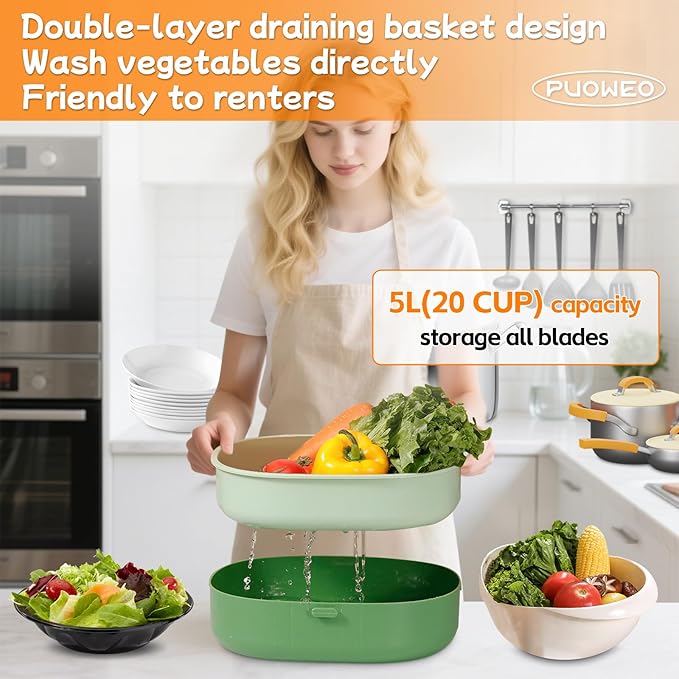 Vegetable Slicer and Chopper with Large Container Multifunction Mandoline Slicer Cutter with 10 Blades Food Chopper for Onion Potato Cucumber Carrot