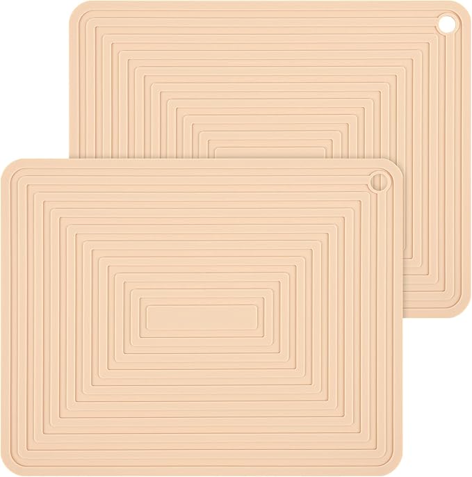Silicone Trivets for Hot Pots and Pans-Trivets for Hot Dishes-Heat Resistant Mat for Countertops, Kitchen Small Dish Drying Mat, Silicone Pot Holders-Hot Pads for Kitchen Set 2 Beige