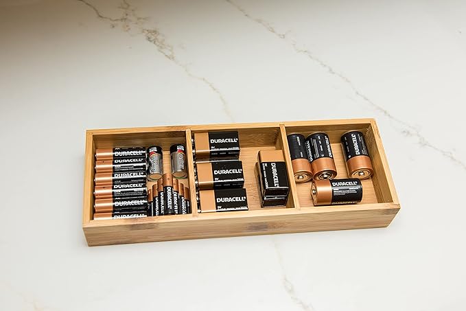 Lipper International 823 Bamboo Wood 3-Compartment Organizer Tray, 11 5/8" x 4 1/8" x 1 3/4" (Pack of 6)