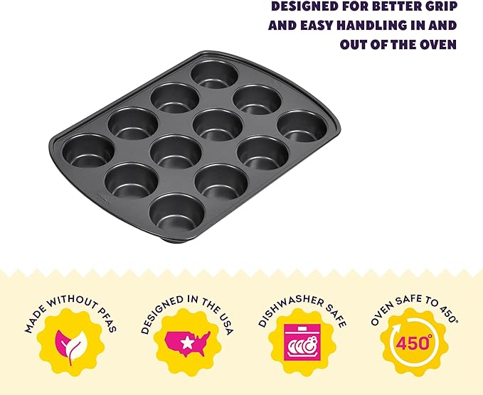 Wilton Perfect Results Premium Non-Stick Cupcake Pan, 12-Cup Muffin Tin, Steel Baking Supplies (Pack of 6)