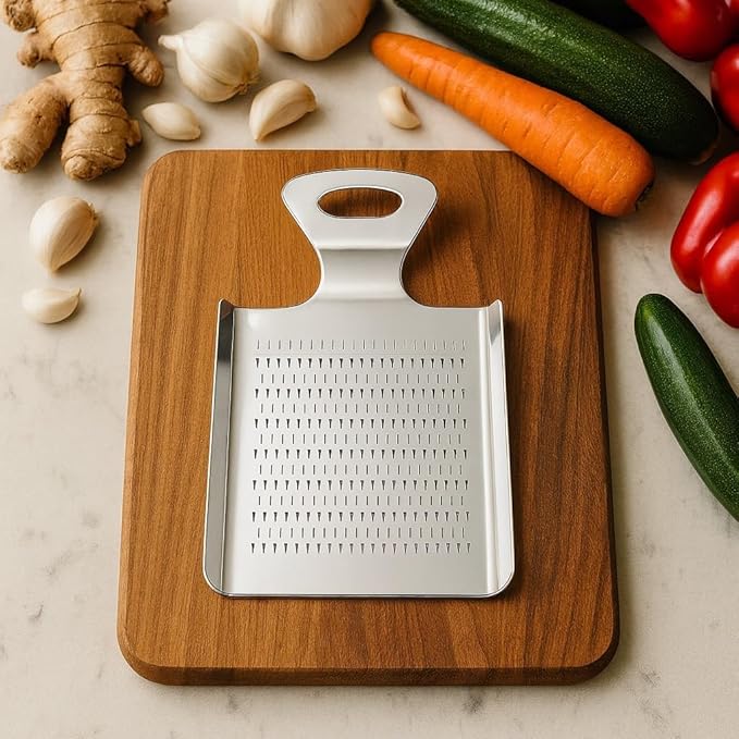 Compact Stainless Steel Grater, Mirror-Polished Grinder for Garlic, Ginger, Nutmeg, Wasabi and Chocolate