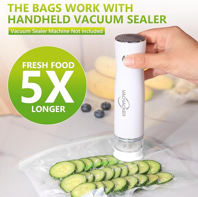 Reusable Vacuum Sealer Bags–30 Pack (15 Small 8x8 in+15 Medium 10x11 in), BPA Free Food Vacuum Seal Bags, Leakproof, Dishwasher, Freezer&Sous Vide Safe, Vacuum Sealer Not Included
