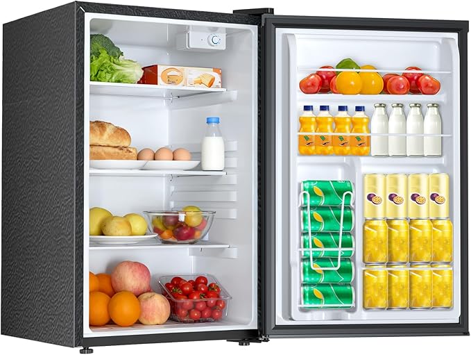 Compact Refrigerator 4.4 Cu.ft Mini Fridge, Single Door Refrigerator with Adjustable Temperature Settings, Low noise, for Bedroom, Office, Dorm Black