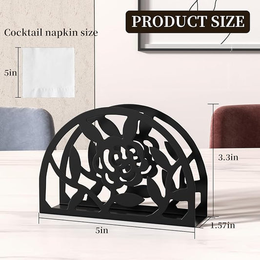 Epicano Napkin Holder for Table,Metal Rose Standing Napkin Holderfor Kitchen Dining Tables & Countertops, Paper Cocktail Napkins Holder Dispenser for Indoor & Outdoor,Unique Table Decor Gifts