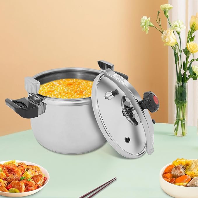 Bokknppo Aluminum Pressure Cooker 70Kpa Pressure Canner Stovetop Pressure Pots Explosion-proof Compound Bottom Cookware with Pressure Limiting Valve for Gas Stove Induction Cooker (26L)