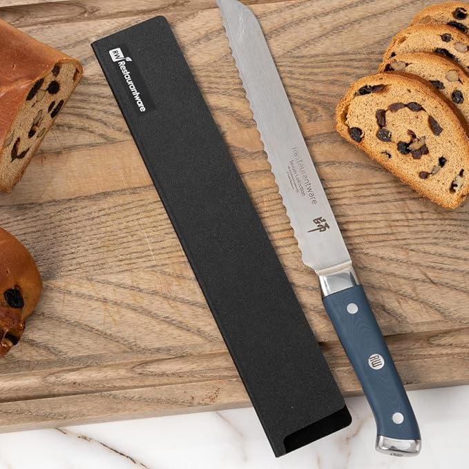 Sensei 12 x 2 Inch Knife Sleeve, 1 Knife Protector - Fits Chef Knife, Felt Lining, Black Plastic Knife Blade Guard, Durable, Cut-Proof - Restaurantware