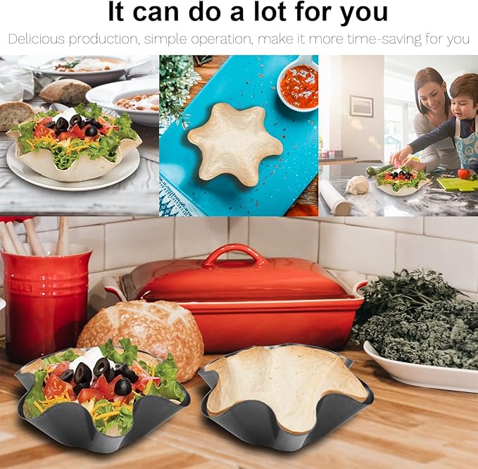 RUVINCE taco bowl shell maker: Nonstick 4-Pack Tortilla Bowl Maker - Craft Perfect Taco Bowls & Salad Shells for Home Cooking & Entertaining