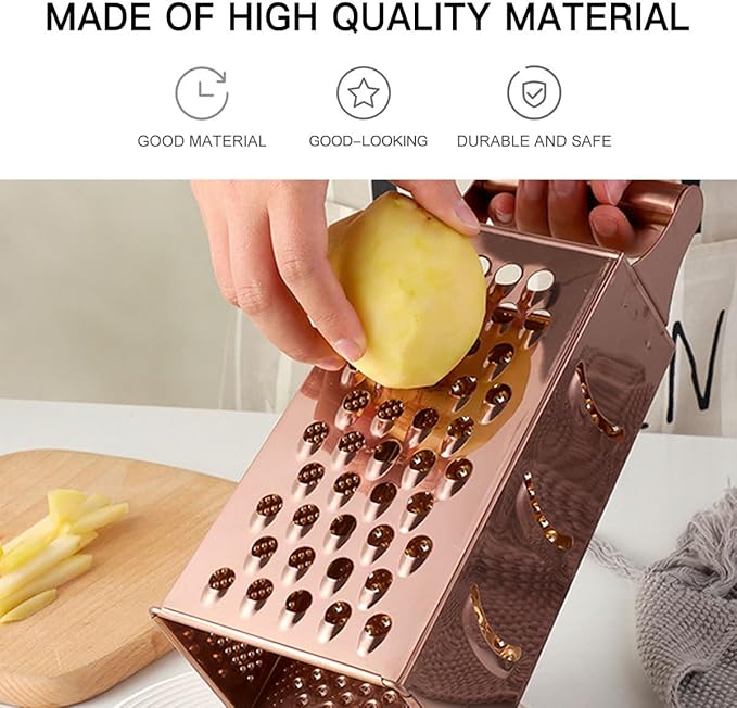 DOITOOL Multi Purpose 4-Sided Stainless Steel Vegetable Slicer Wire Cutter Grater for Kitchen Use Includes Cheese Grater and Veggie Peeler Function 10.5X8X9.3 Inch