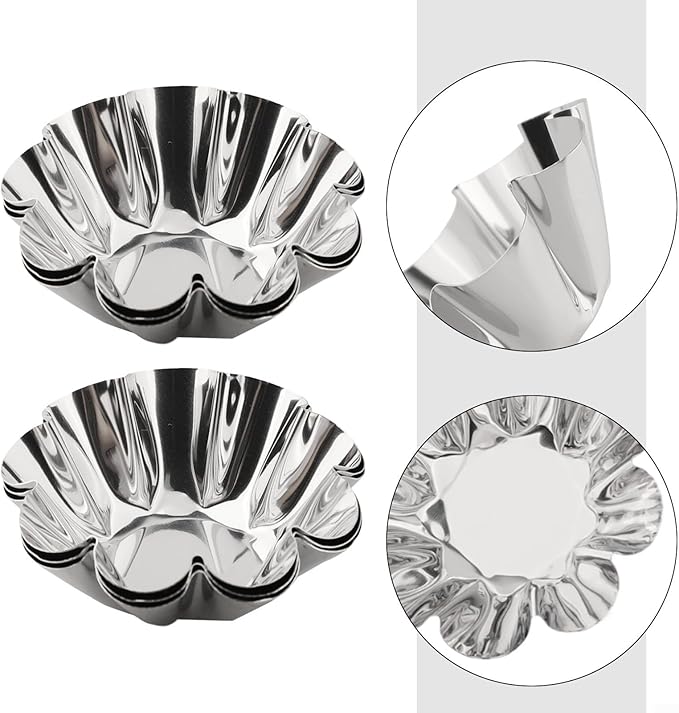 6Pcs Stainless Steel Nonstick Tart Pan for Fruit Tart, Egg Tart, and Cupcake, Easy to Clean and Remove, DIY Baking Accessories