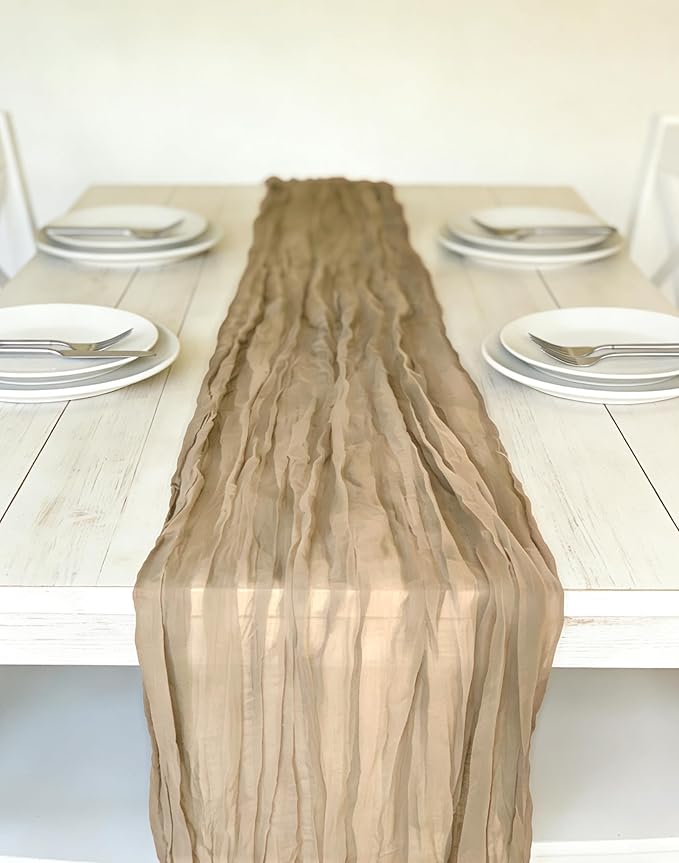 3 Pack Beige Cheesecloth Table Runner -17×120 Inch Gauze 10 FT Long Cheese Cloth Table Runners for Bridal Wedding Party Baby Shower Holiday Birthday Home Easter Decor (Beige, 3PC)